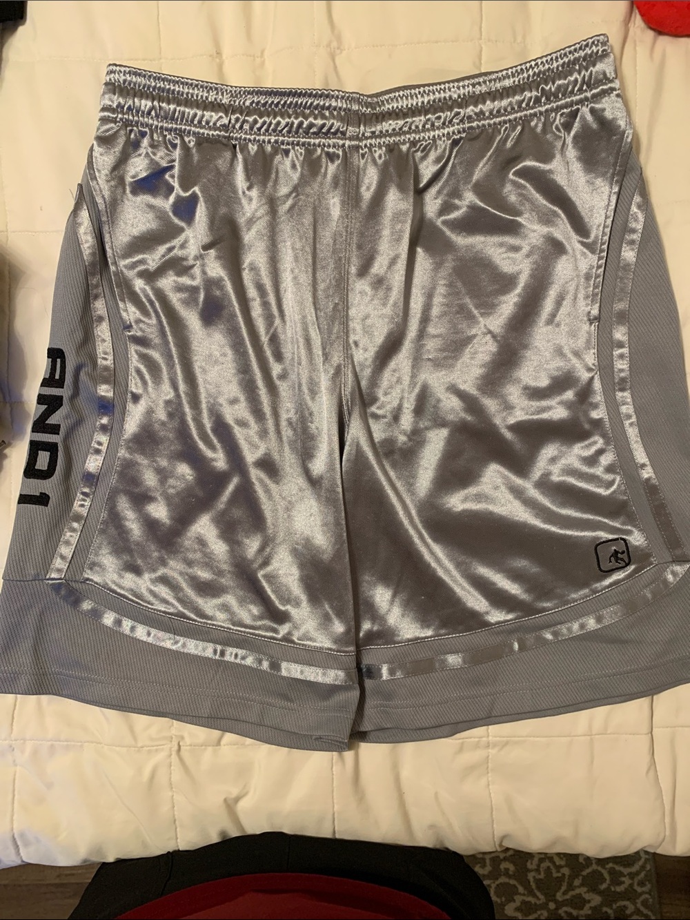 AND1 Silver Men's Athletic Basketball Shorts